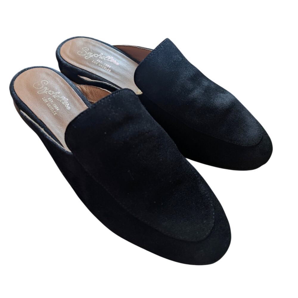 Seychelles Black Between Us Leather Suede Slip One Flat Mule Size 6